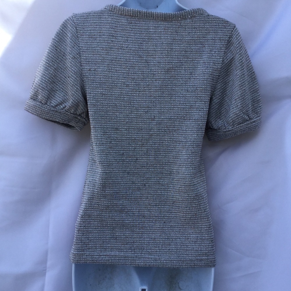 Free People size Small scoop metallic short sleeve - Picture 2 of 6